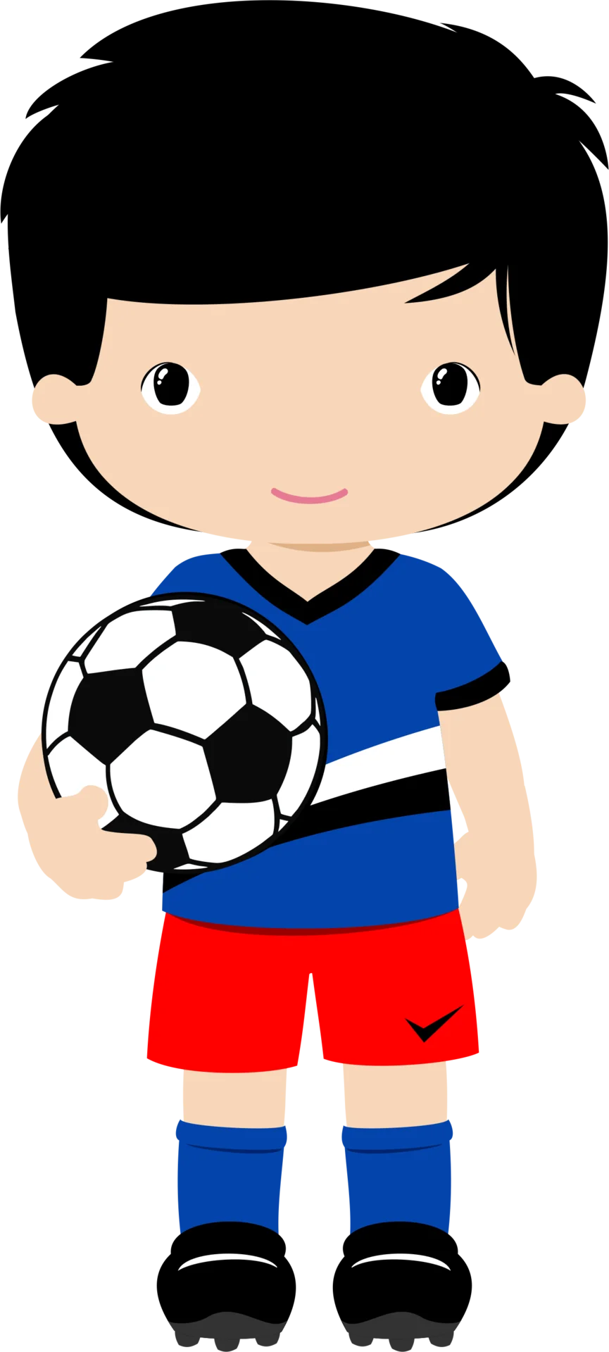 Adorable Young Soccer Player Clipart with Classic Black and Blue Uniform