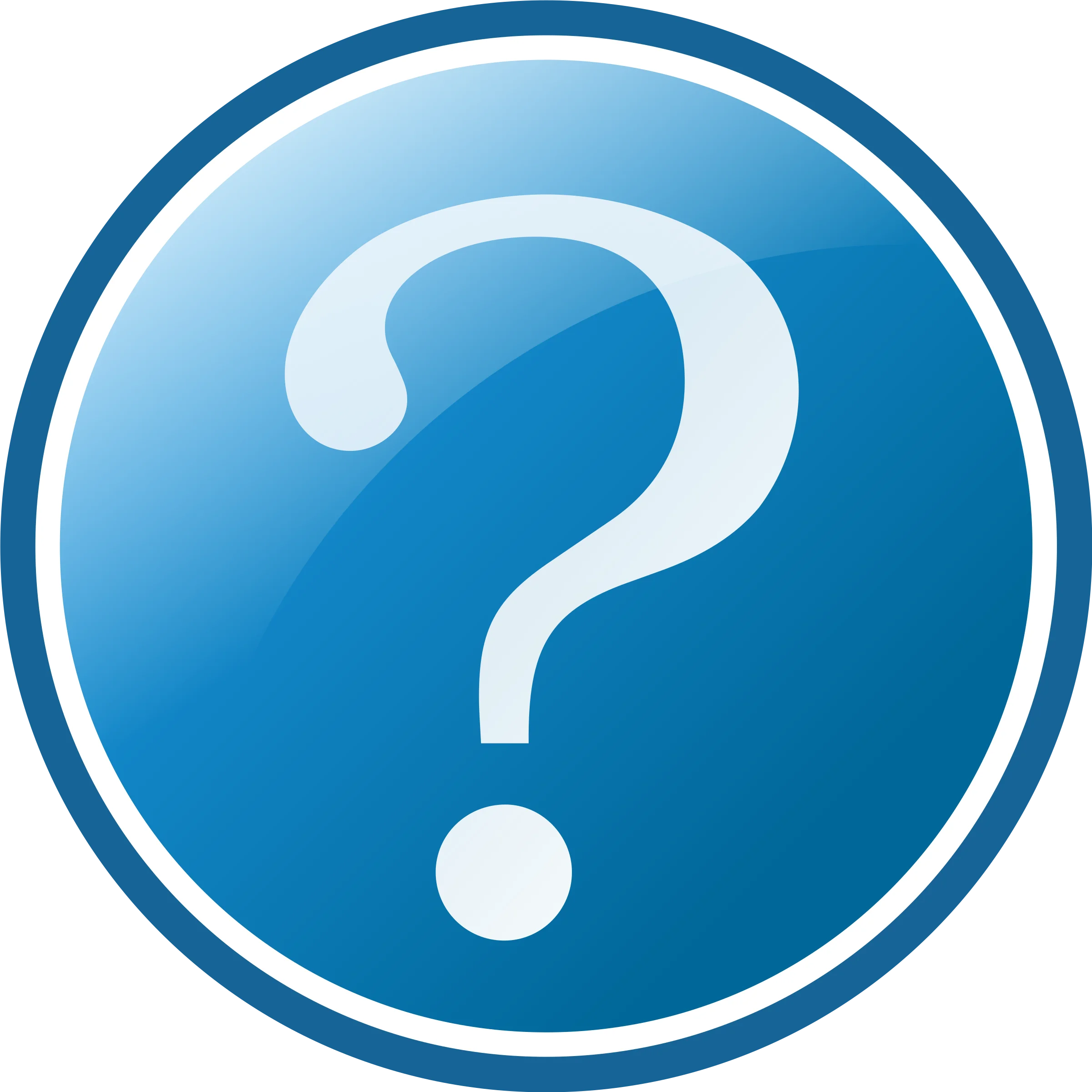 Blue Glossy Question Mark Clipart Icon with Smooth Gradient Design