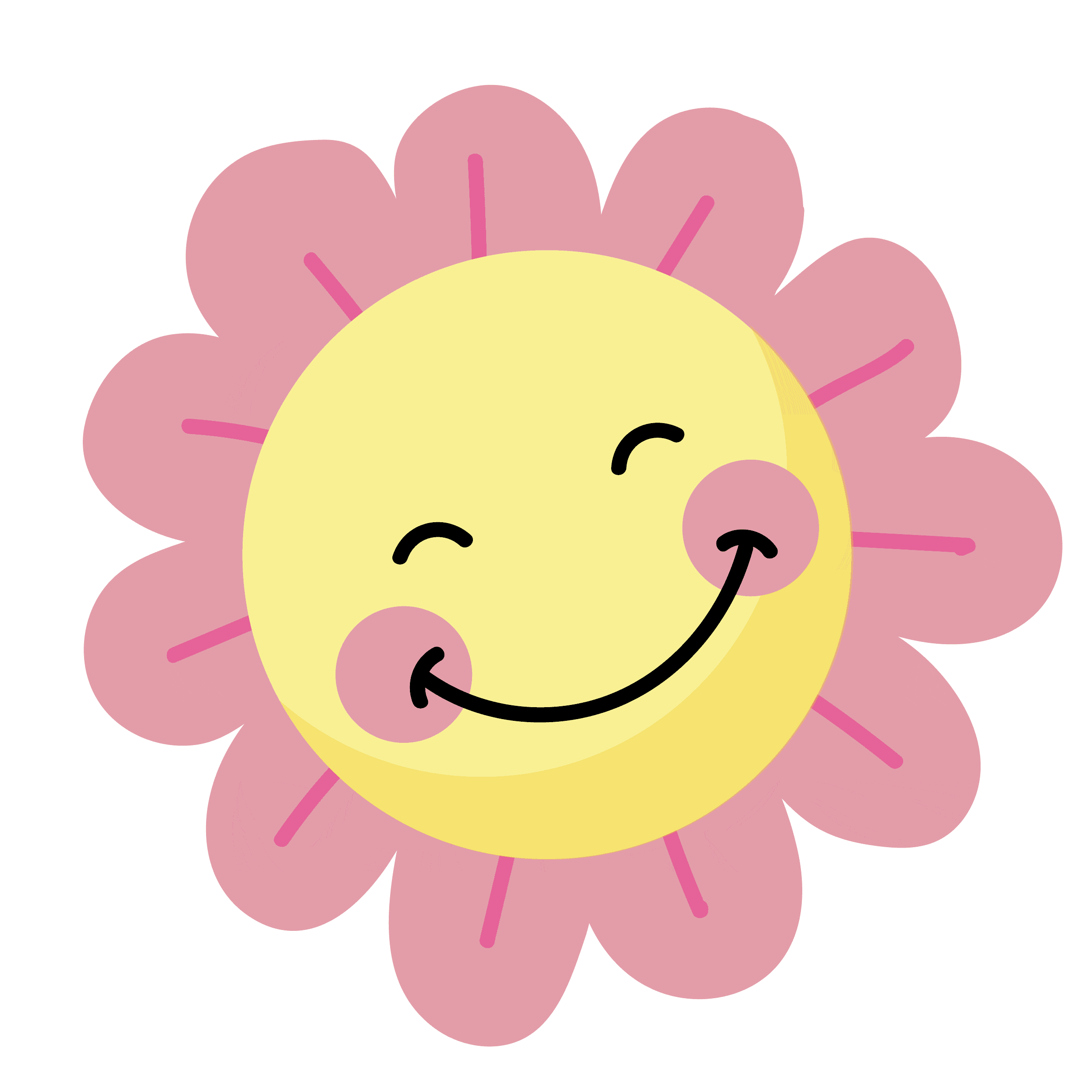 Cheerful Kawaii Smiley Flower Clipart with Playful Tongue Expression