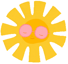 Cheerful Sunshine Clipart with Playful Pink-Cheeked Sun Face and Radiant Yellow Rays