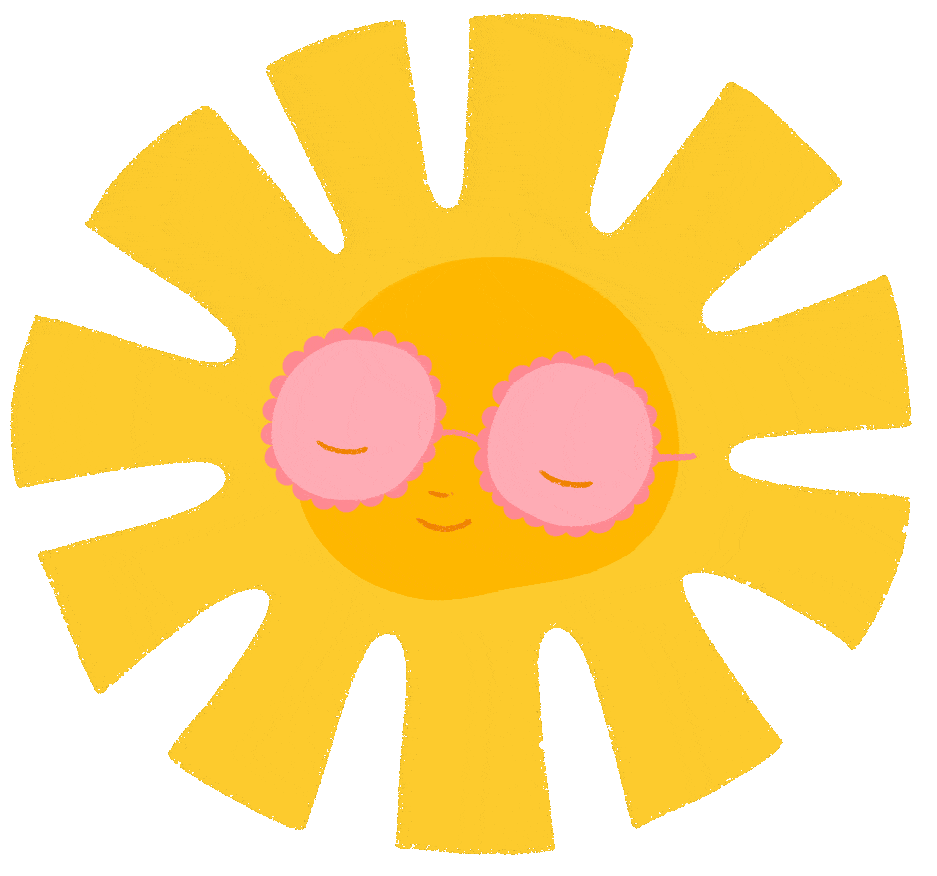 Cheerful Sunshine Clipart with Playful Pink-Cheeked Sun Face and Radiant Yellow Rays