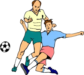 Competitive Soccer Players in Dynamic Action Pose Cartoon Clipart Illustration