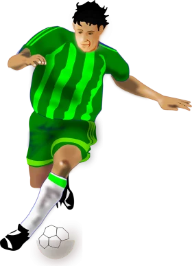 Dynamic Green Soccer Player Clipart: Energetic Action on the Football Field