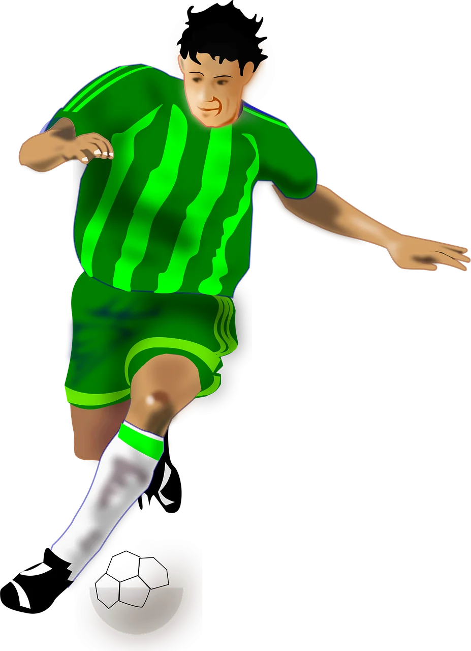 Dynamic Green Soccer Player Clipart: Energetic Action on the Football Field