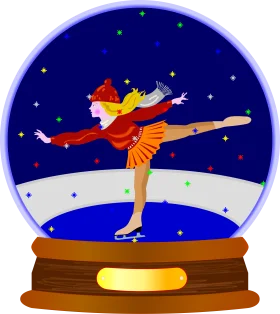 Enchanting Winter Wonderland Figure Skating Clipart in Magical Snow Globe