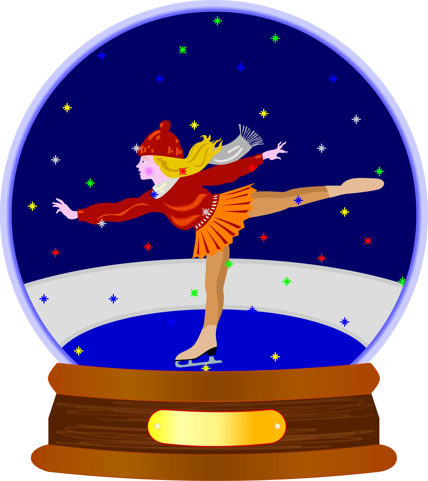 Enchanting Winter Wonderland Figure Skating Clipart in Magical Snow Globe