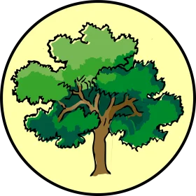 Lush Green Tree Clipart Illustration with Soft Yellow Background