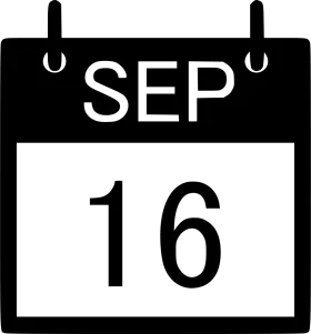 Minimalist September 16th Calendar Clipart Design in Bold Black and White