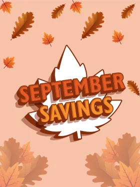September Savings Autumn Leaves Seasonal Promotional Clipart Design