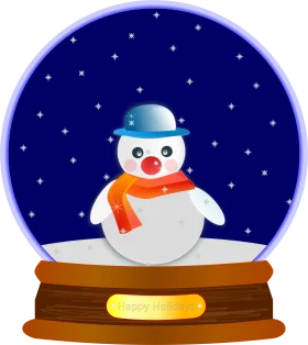 Whimsical Winter Wonderland Snowman Clipart in Magical Snow Globe Scene