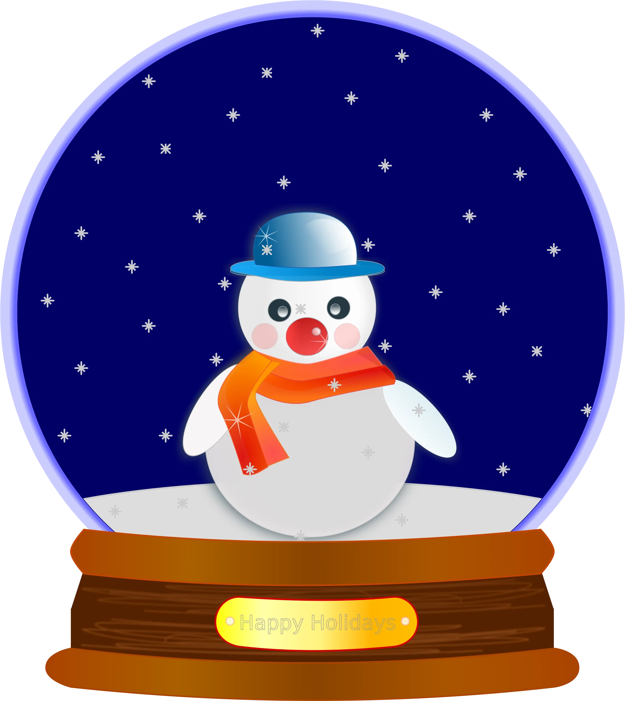 Whimsical Winter Wonderland Snowman Clipart in Magical Snow Globe Scene