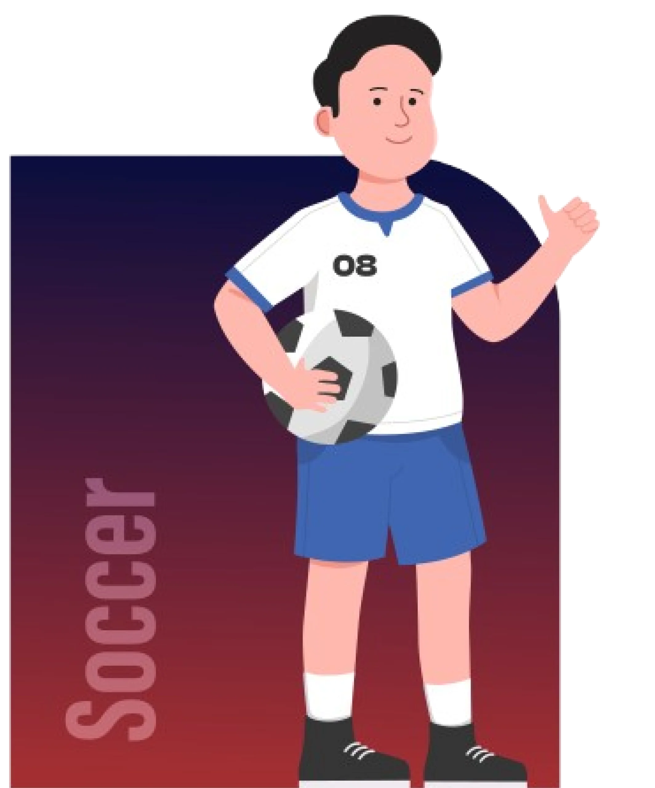 Young Soccer Player Illustration Clipart with Dynamic Pose and Team Jersey