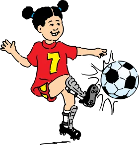 Young Soccer Player Kicking Ball Dynamic Sports Clipart Illustration