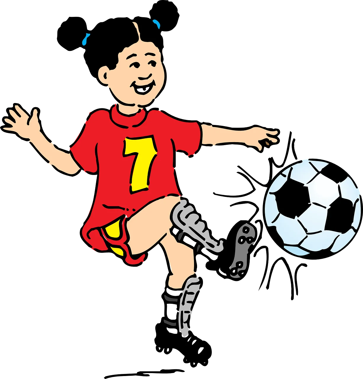 Young Soccer Player Kicking Ball Dynamic Sports Clipart Illustration