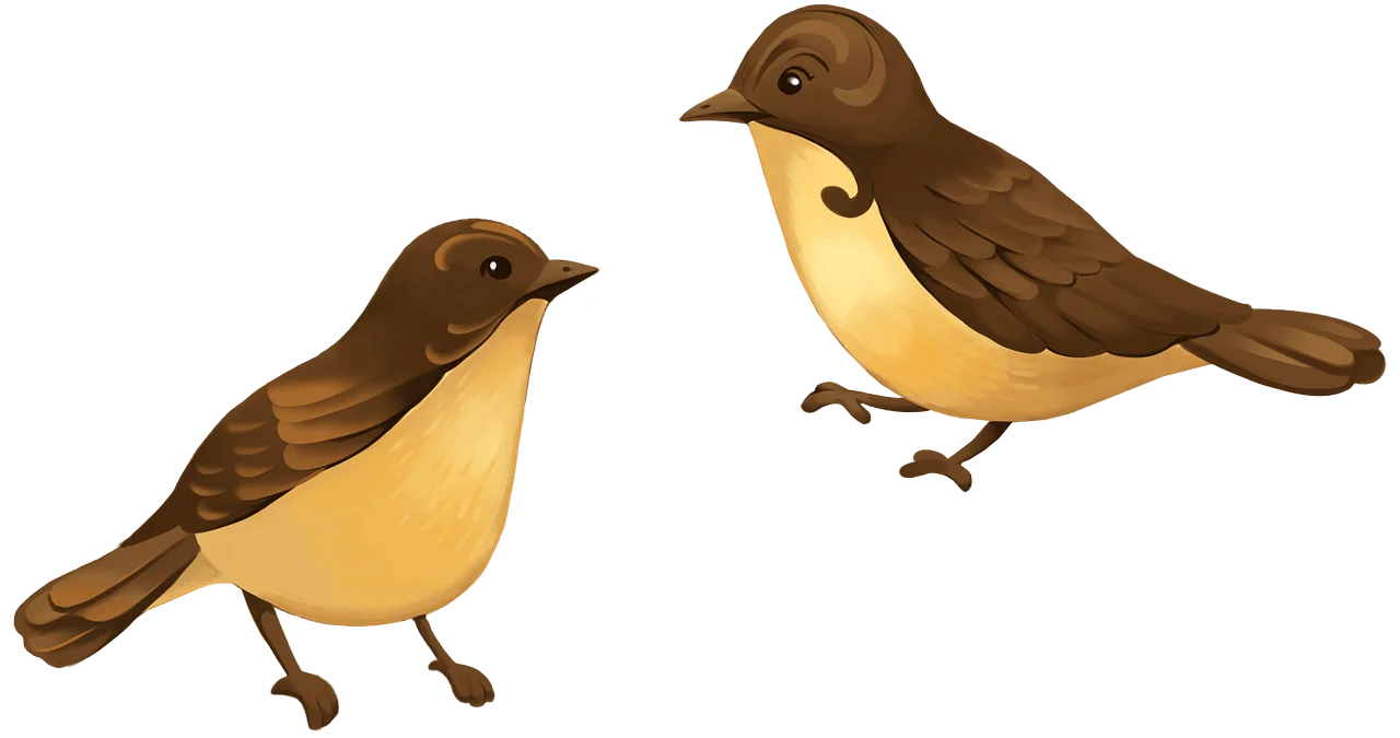 Adorable Woodland Sparrow Pair Delicate Hand-Drawn Nature Clipart Design