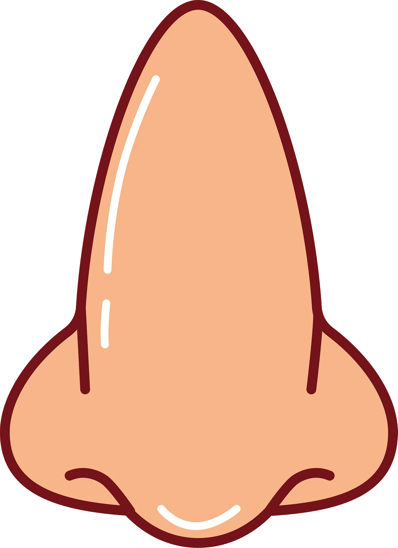 Cartoon Nose Clipart: Peach-Toned Simplified Anatomical Illustration