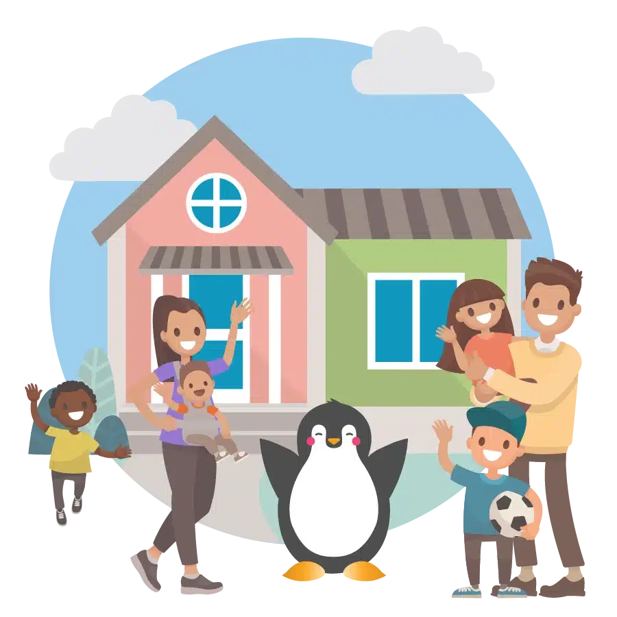 Cheerful Family Moving Day Cartoon Clipart Illustration with Playful Elements