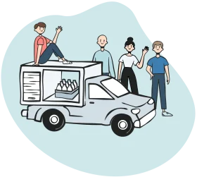 Cheerful Moving Out Team Illustration Clipart - Collaborative Relocation Scene