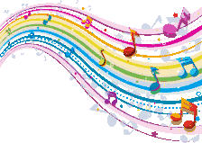 Colorful Musical Notes Dancing on Rhythmic Rainbow Waves Clipart Design