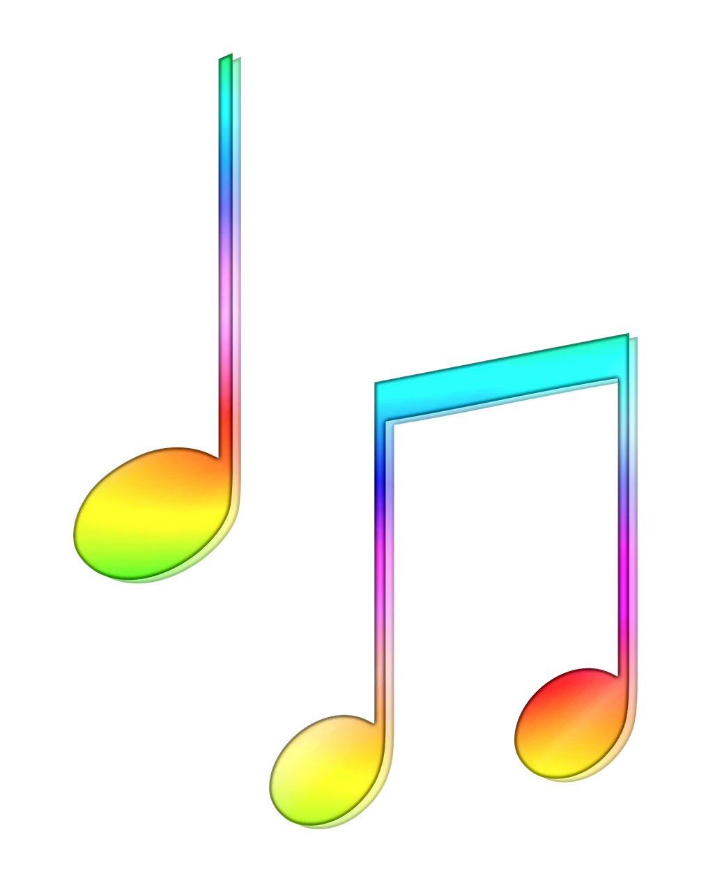 Colorful Rainbow Musical Notes Clipart: Melodic Spectrum of Artistic Expression