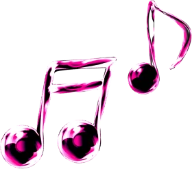 Dynamic Stylized Musical Notes Clipart with Bold Pink and Black Graphic Design