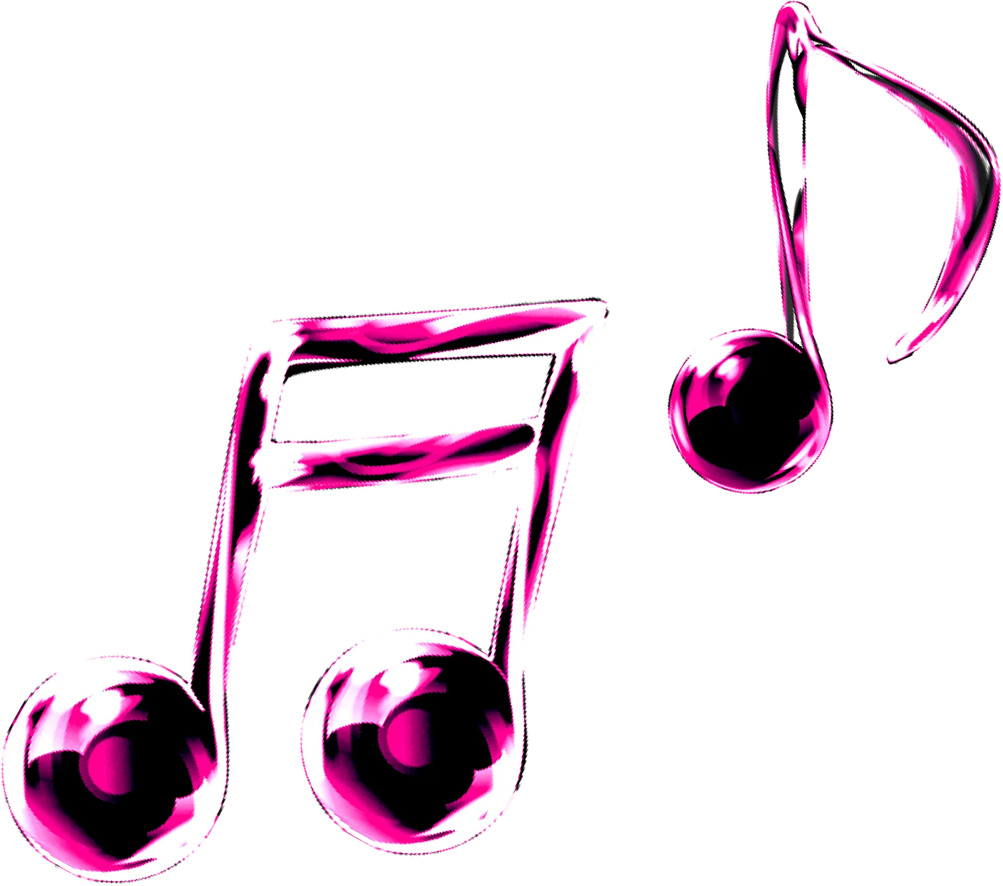 Dynamic Stylized Musical Notes Clipart with Bold Pink and Black Graphic Design