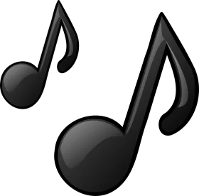 Elegant Black Musical Notes Clipart: Stylized Melodic Symbols in Monochrome Design