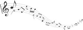 Elegant Musical Notes Clipart Flowing in Harmonic Melodic Wave Design