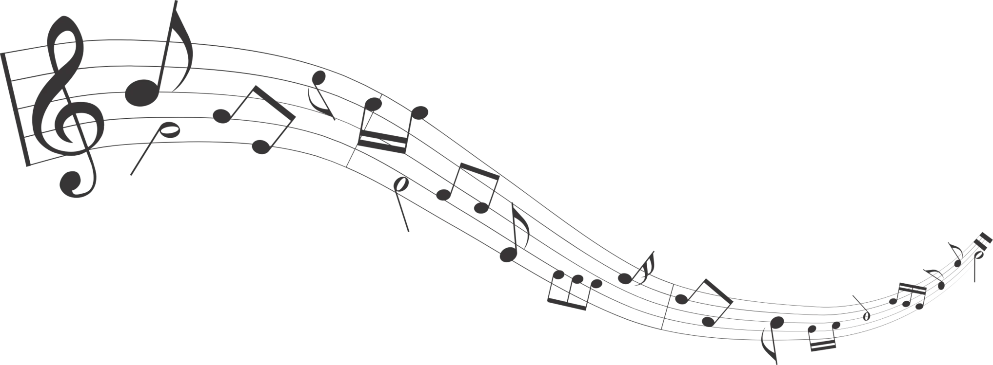 Elegant Musical Notes Clipart Flowing in Harmonic Melodic Wave Design