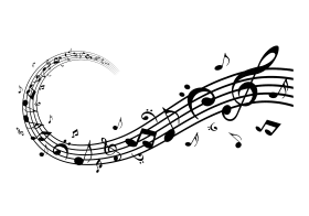 Elegant Musical Notes Swirling Composition Clipart Design Artwork