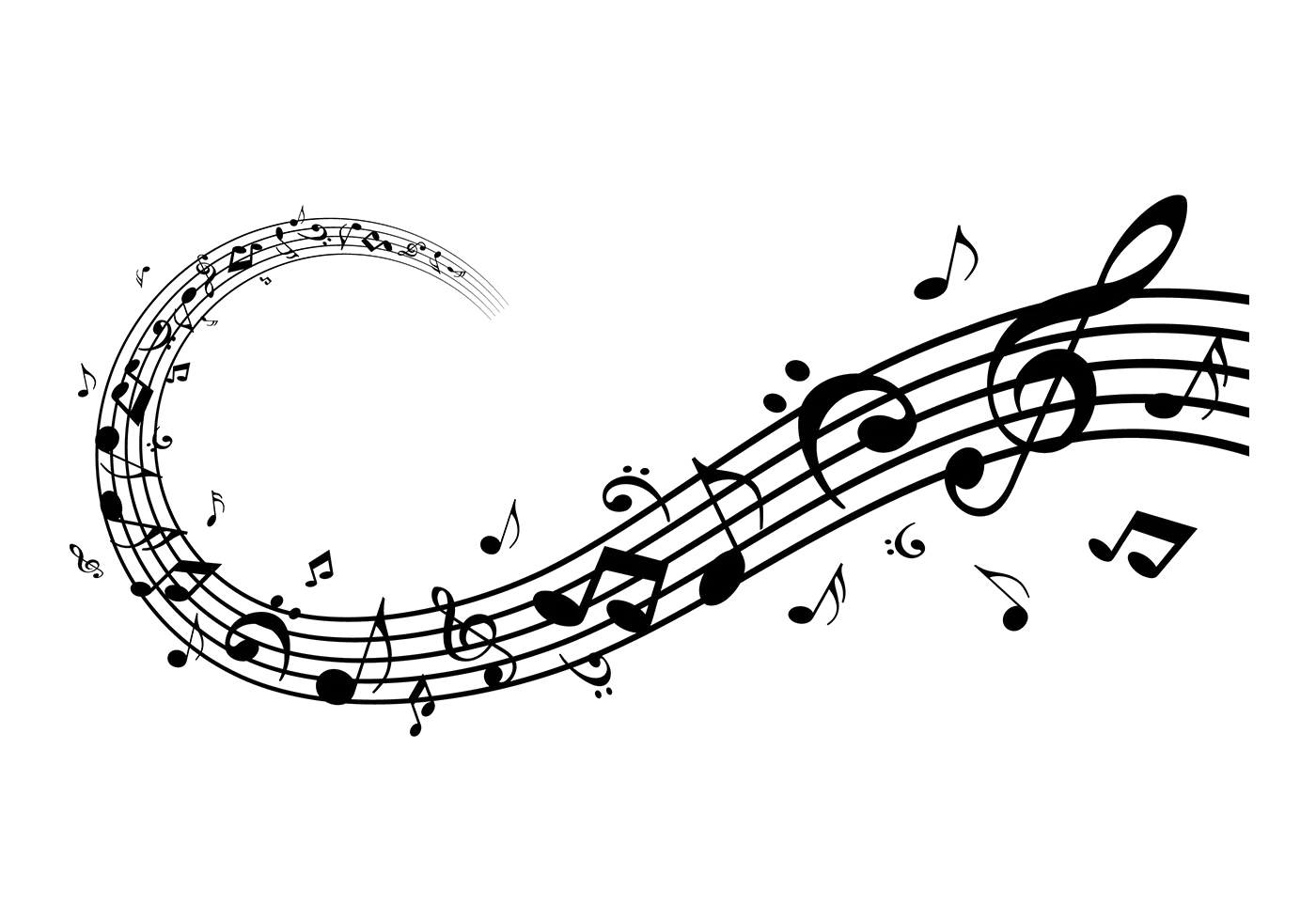 Elegant Musical Notes Swirling Composition Clipart Design Artwork