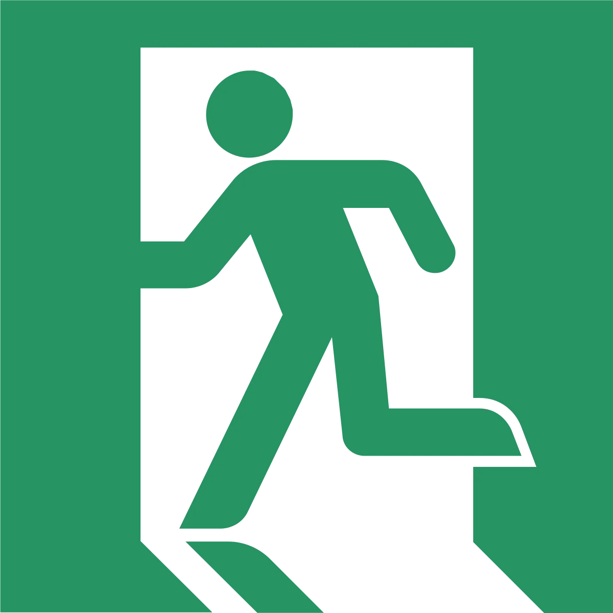 Emergency Exit Sign Clipart Showing Stylized Running Figure Escaping Door