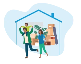 Happy Couple Moving Together: A Cheerful Home Relocation Clipart Illustration