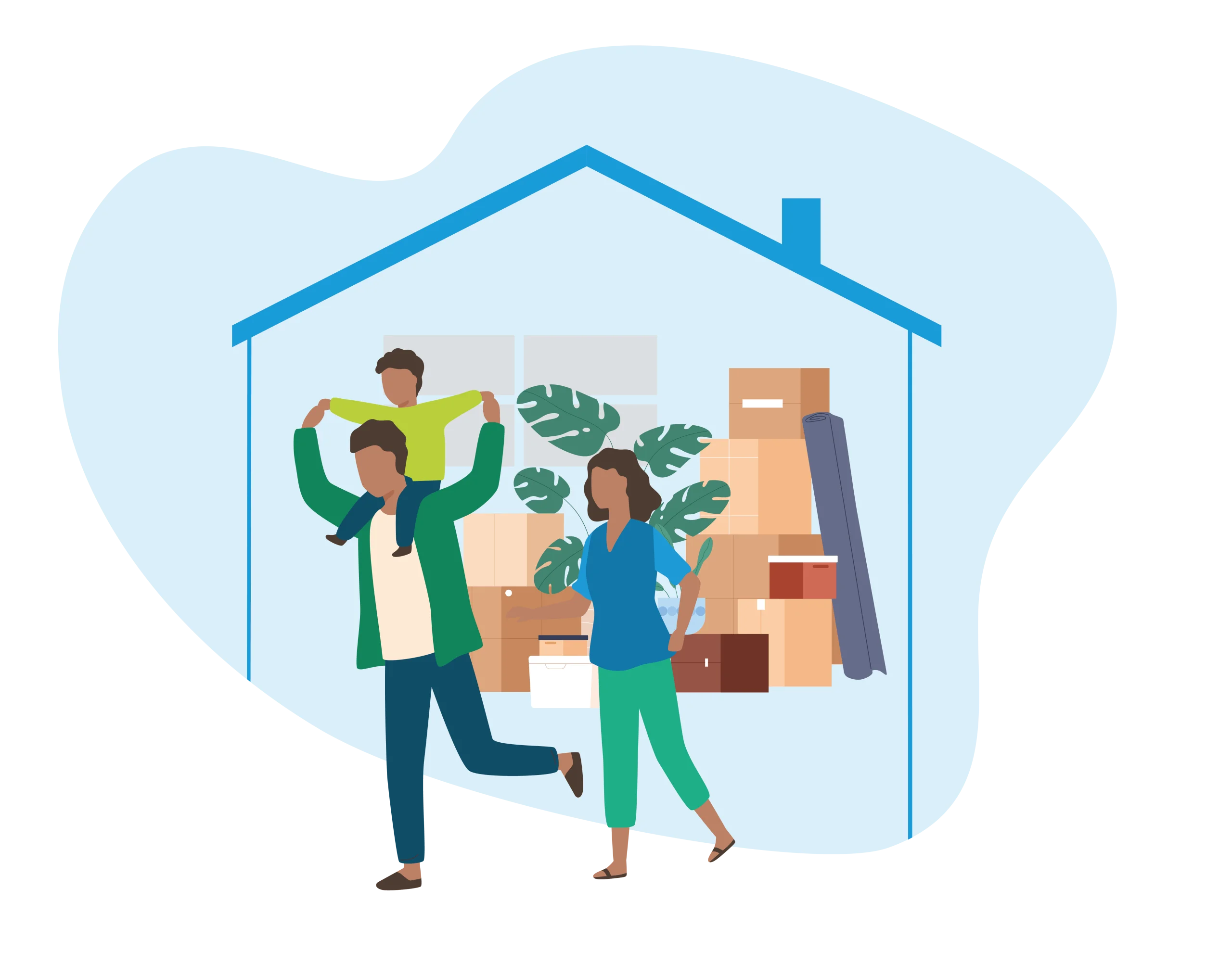 Happy Couple Moving Together: A Cheerful Home Relocation Clipart Illustration