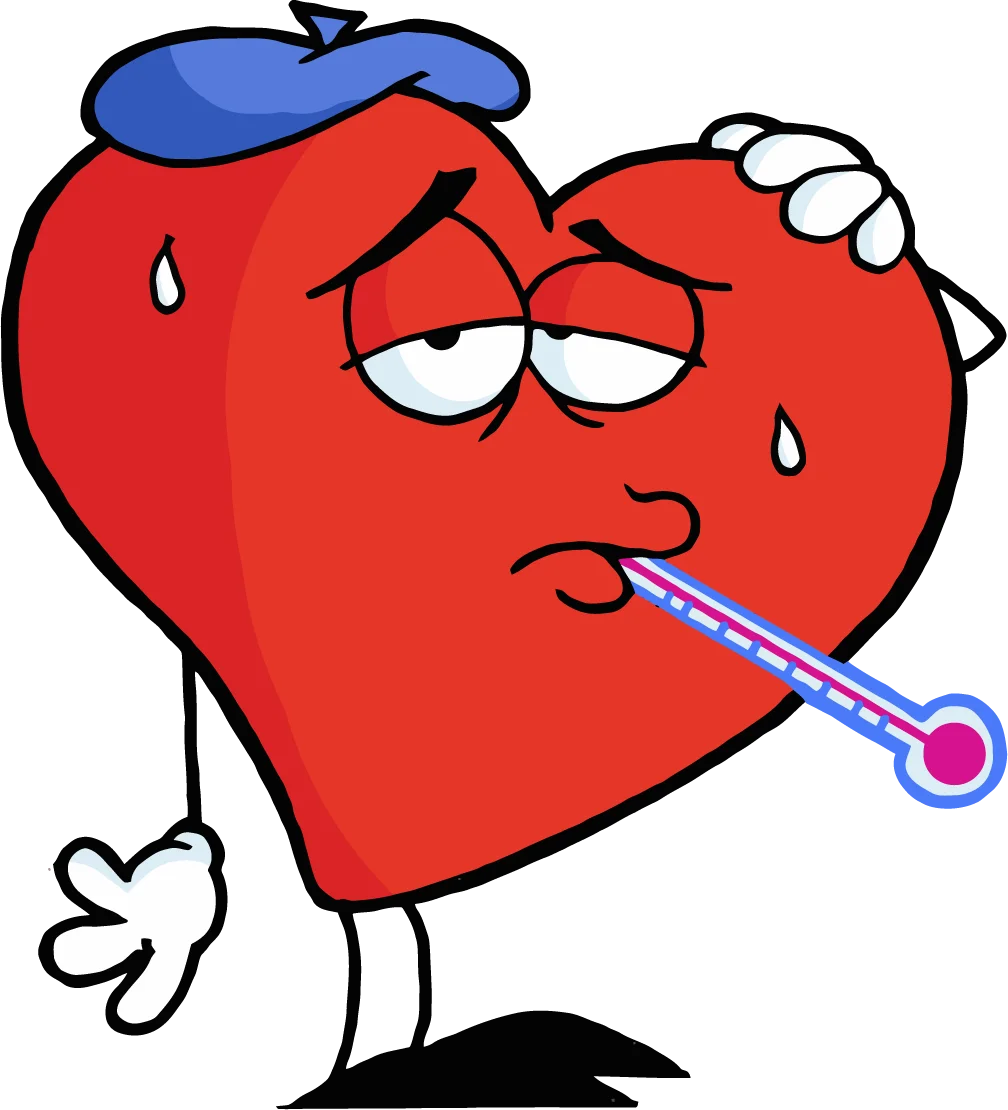 Heartbroken and Sick: A Melancholy Valentine's Day Cartoon Heart Clipart