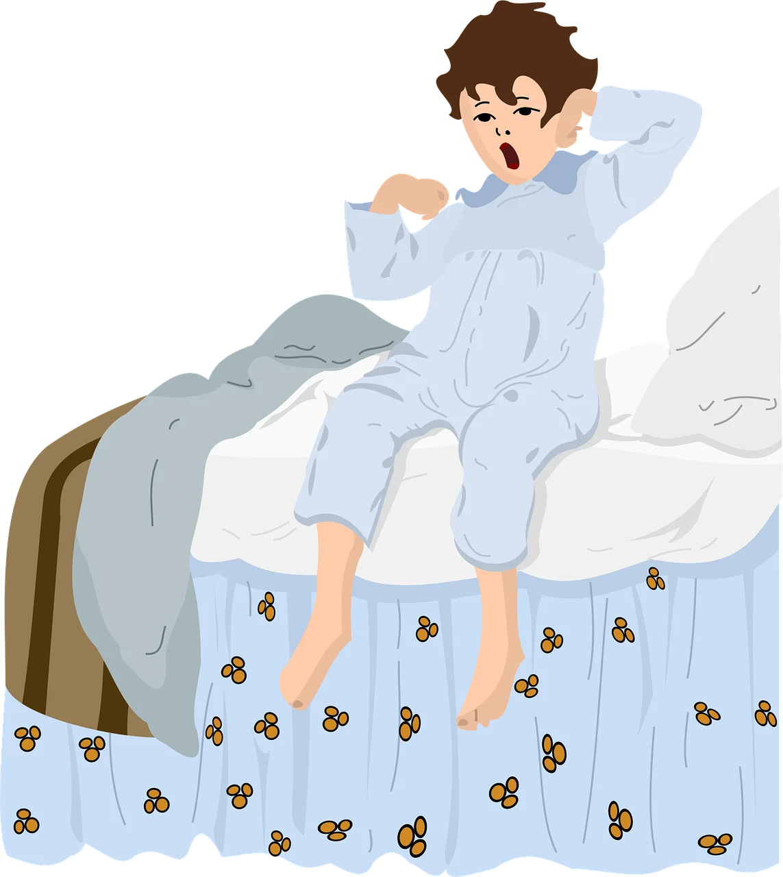 Melancholy Morning Blues: A Sleepy Clipart Illustration of Emotional Awakening