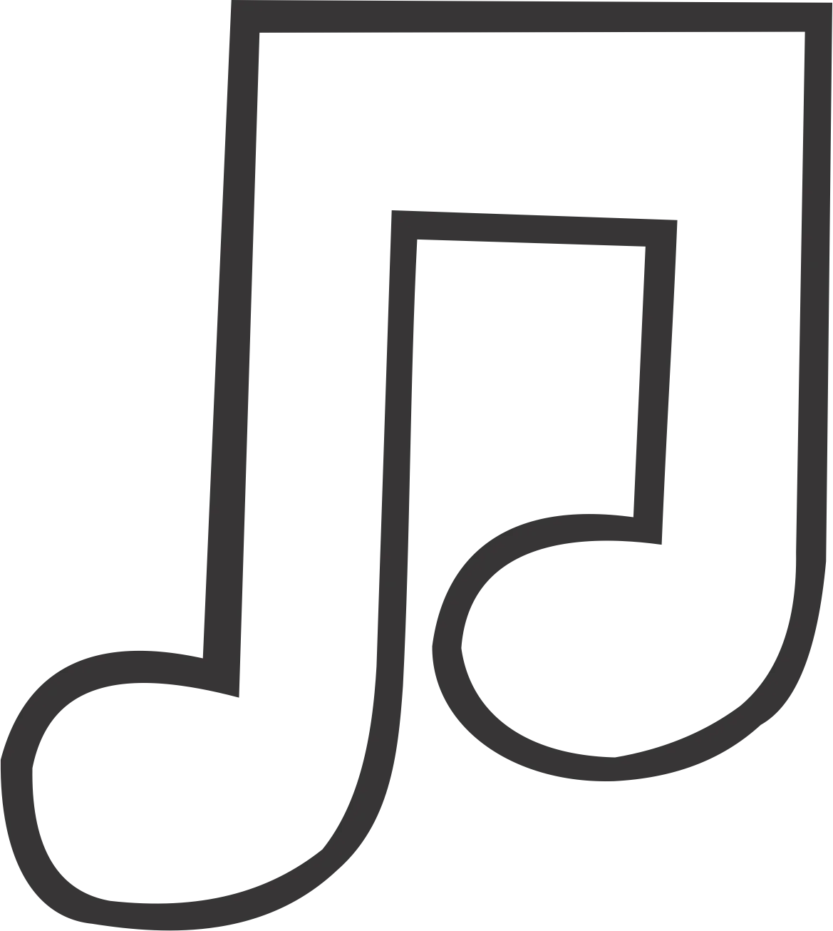 Minimalist Black and White Musical Note Clipart Design with Simple Lines