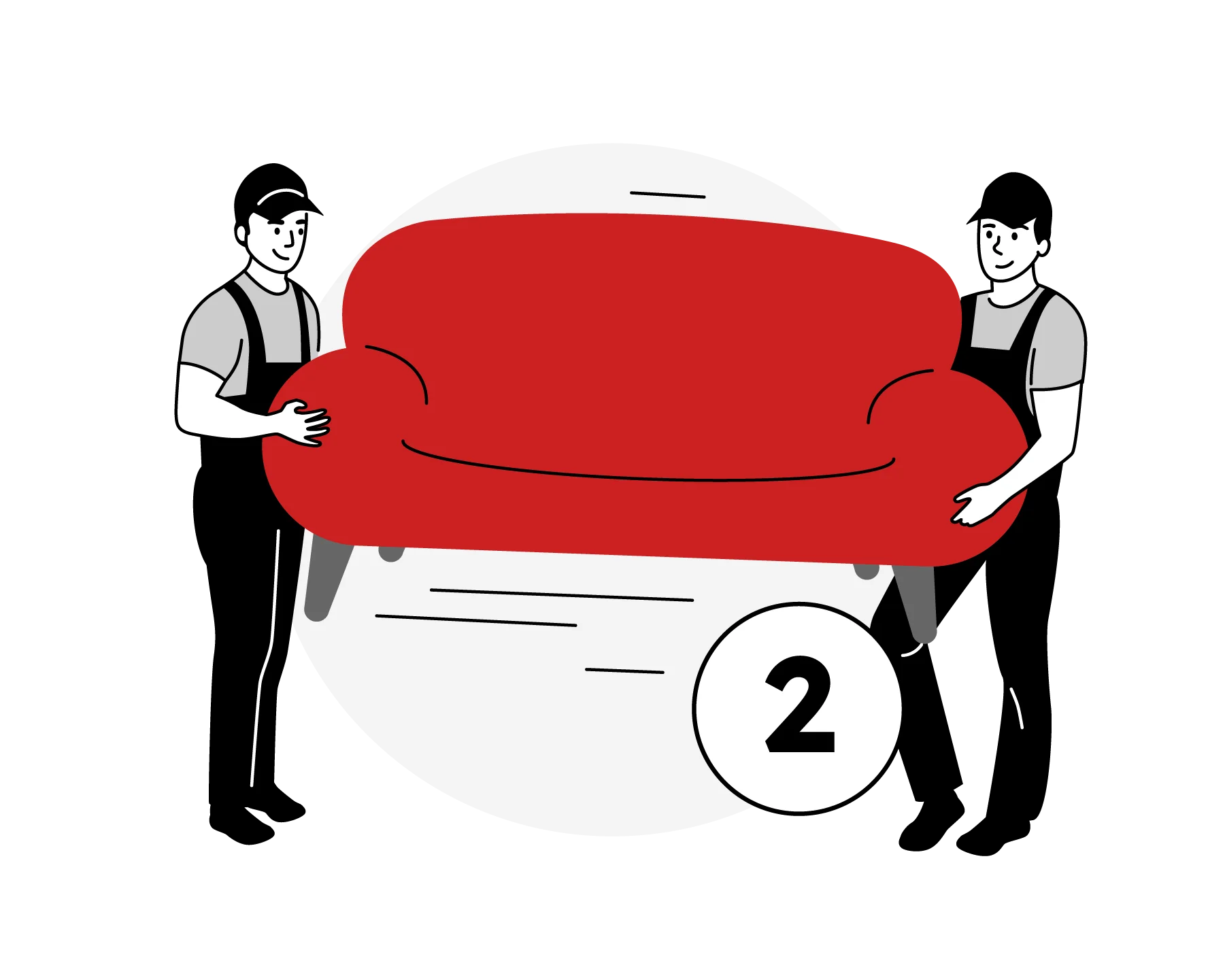 Professional Furniture Movers Clipart Illustration of Two Workers Carrying Sofa