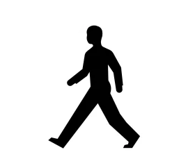Simple Black Silhouette Walking Person Clipart - Human Movement Illustration