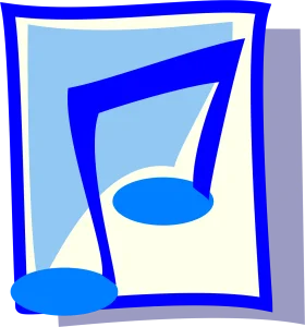Stylized Blue Musical Note Clipart Design with Abstract Geometric Shapes
