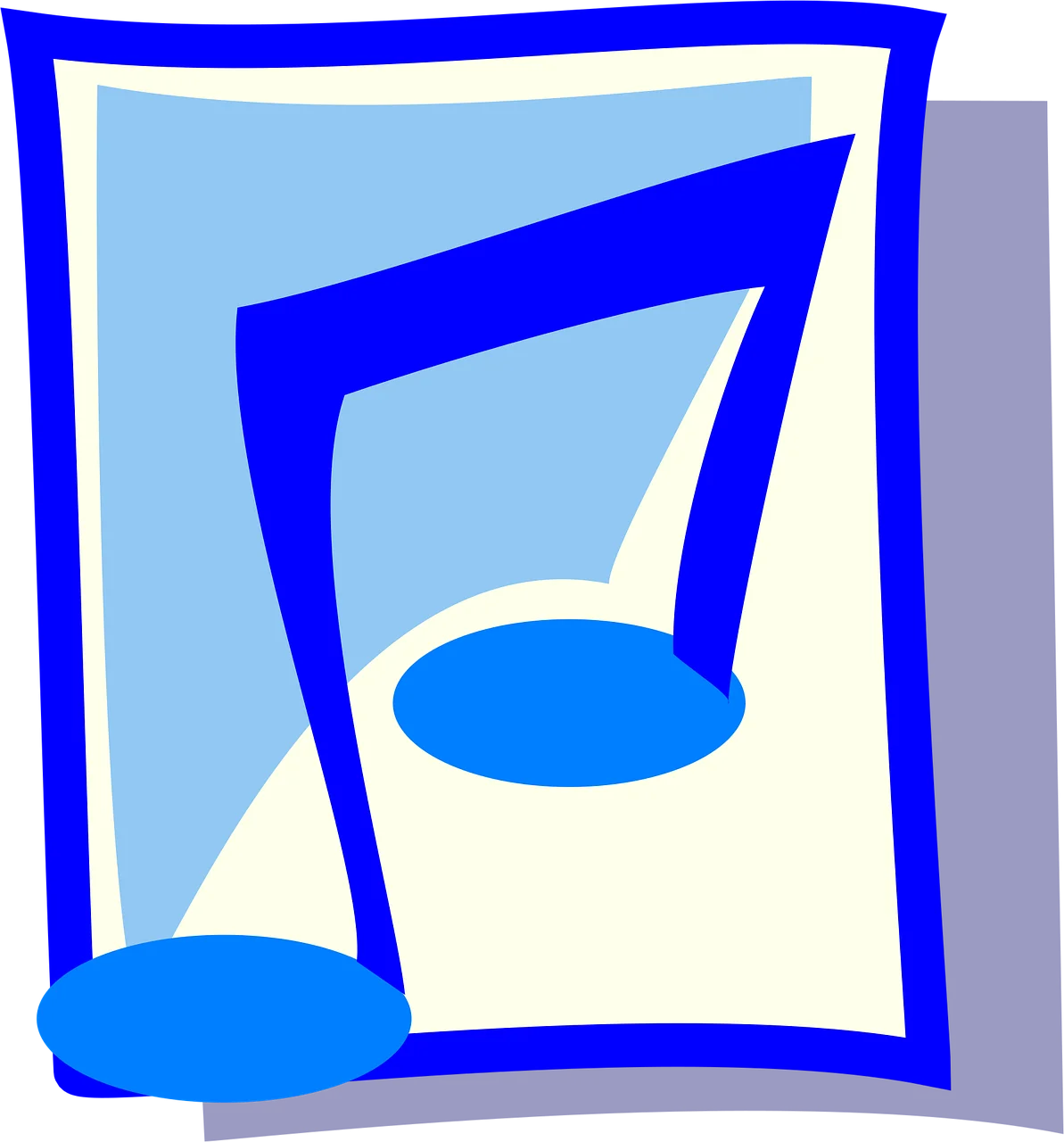 Stylized Blue Musical Note Clipart Design with Abstract Geometric Shapes