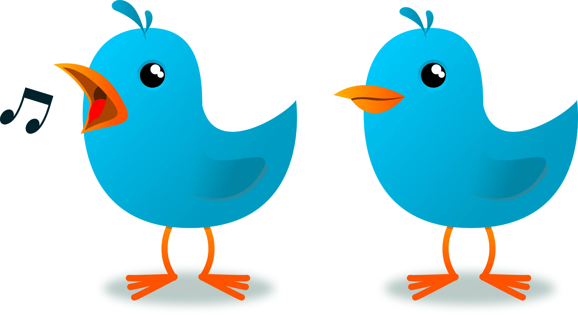 Two Adorable Blue Cartoon Birds Clipart with Musical Note