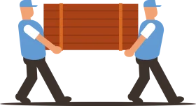 Two Workers Carrying Wooden Crate Clipart - Professional Moving Team Illustration