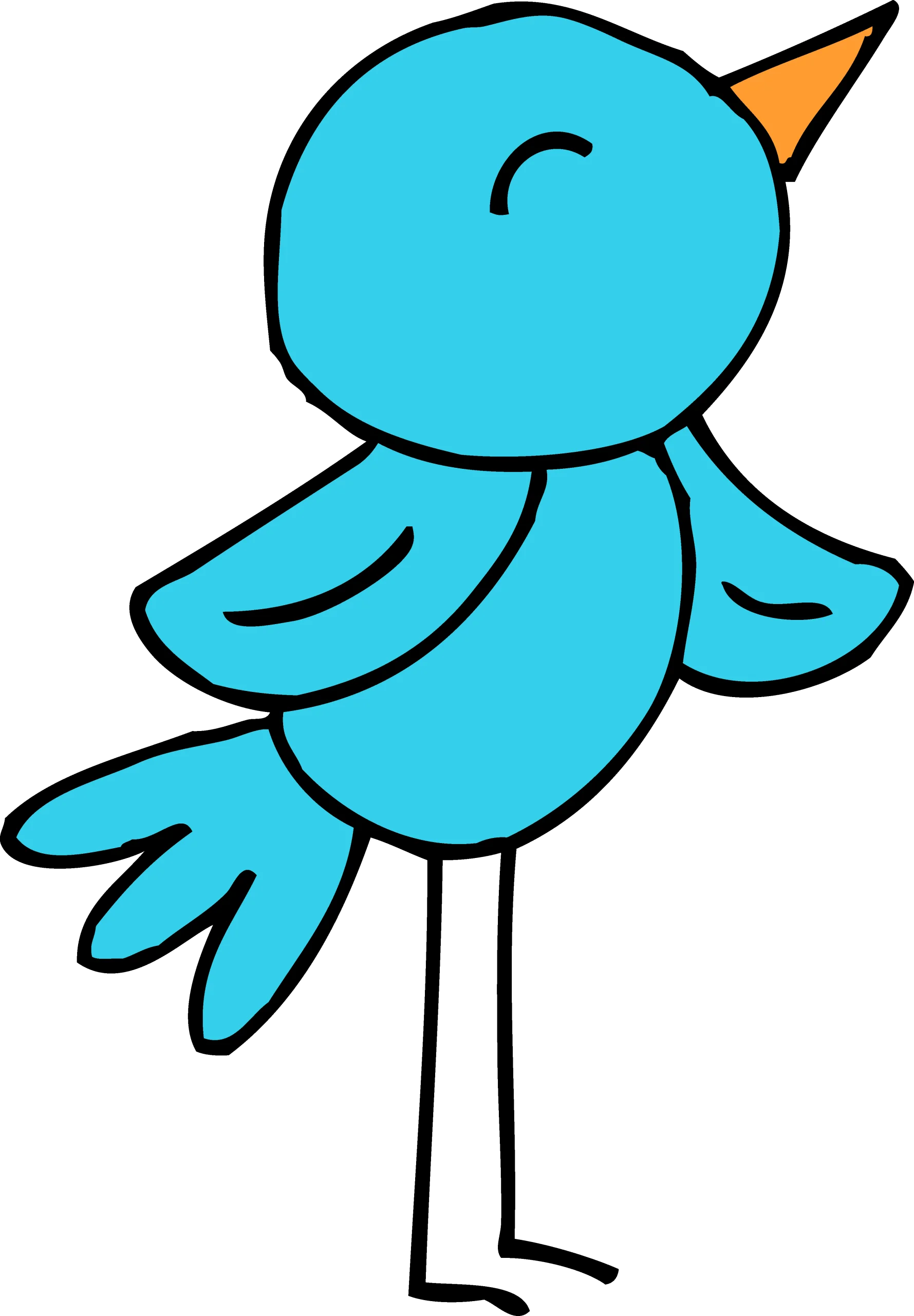 Whimsical Blue Bird Clipart with Playful Cartoon Style and Cheerful Expression