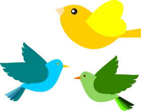 Whimsical Cartoon Bird Clipart Collection - Three Playful Feathered Friends
