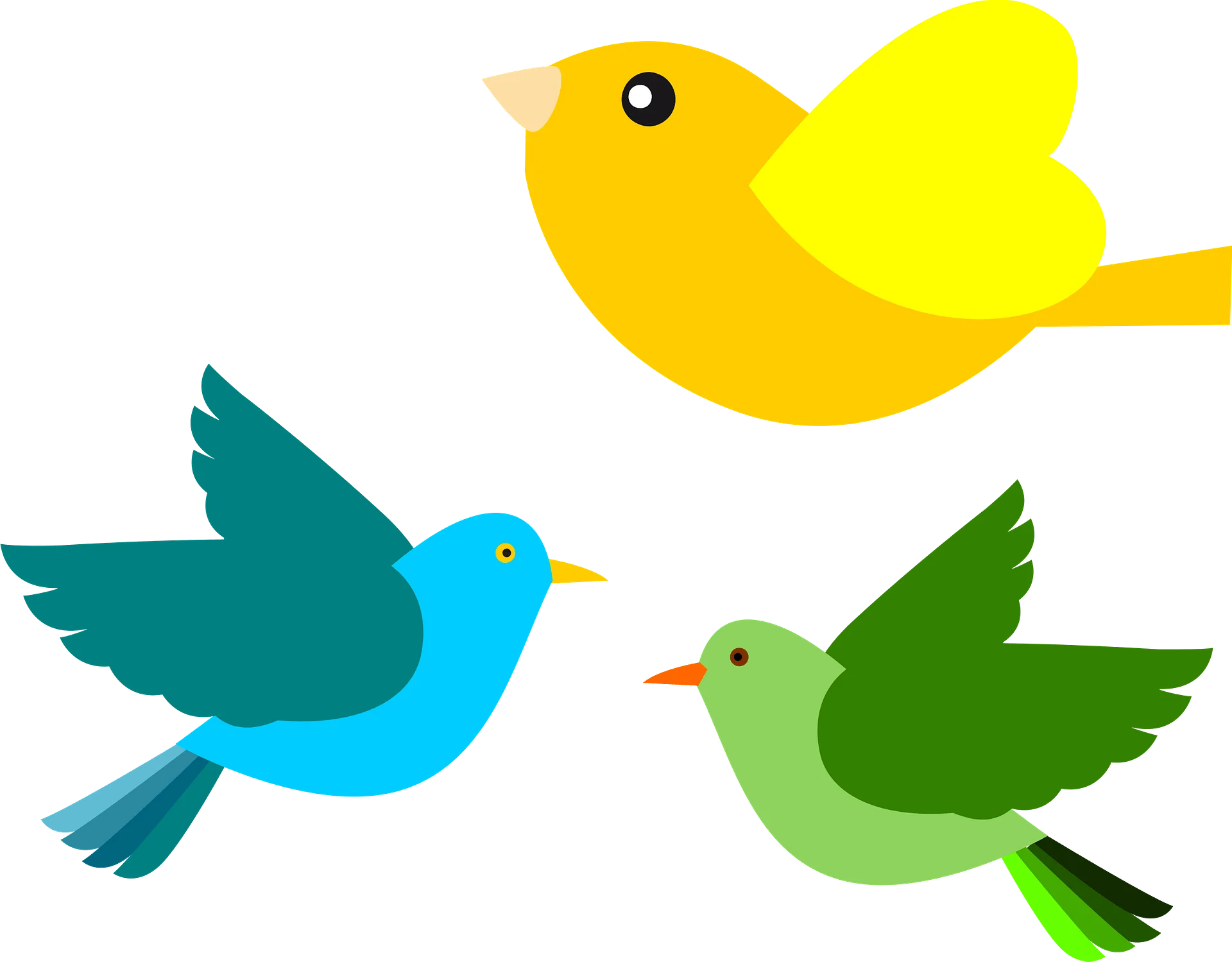 Whimsical Cartoon Bird Clipart Collection - Three Playful Feathered Friends