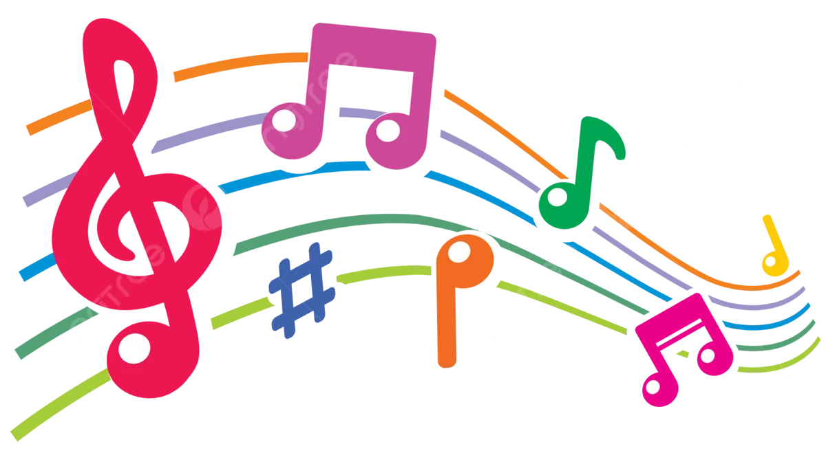 Whimsical Colorful Musical Notes and Symbols Melody Clipart Design