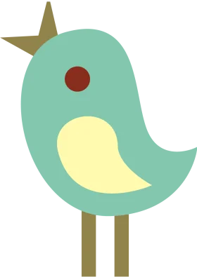 Whimsical Geometric Teal Bird Clipart with Charming Minimalist Design
