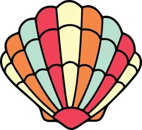 Colorful Seashell Clipart Design with Radiant Pastel Panel Segments