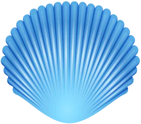 Elegant Azure Blue Scallop Seashell Clipart - Smooth Ocean-Inspired Graphic Design Element